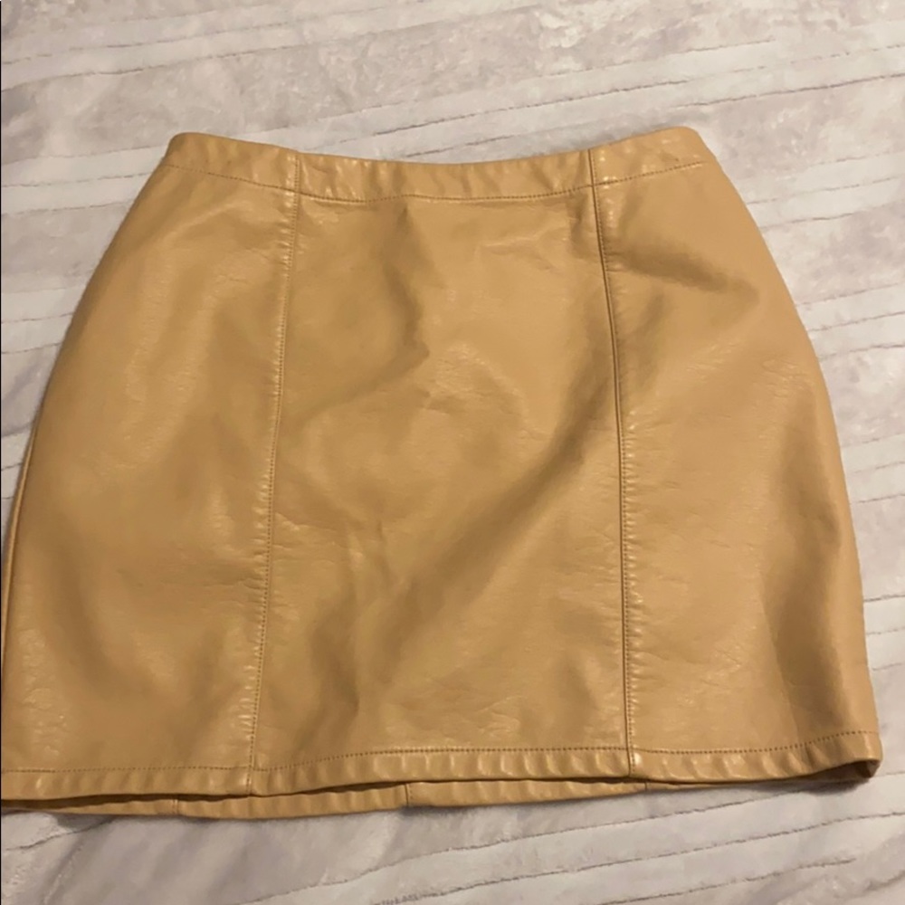 Faux leather skirt.
